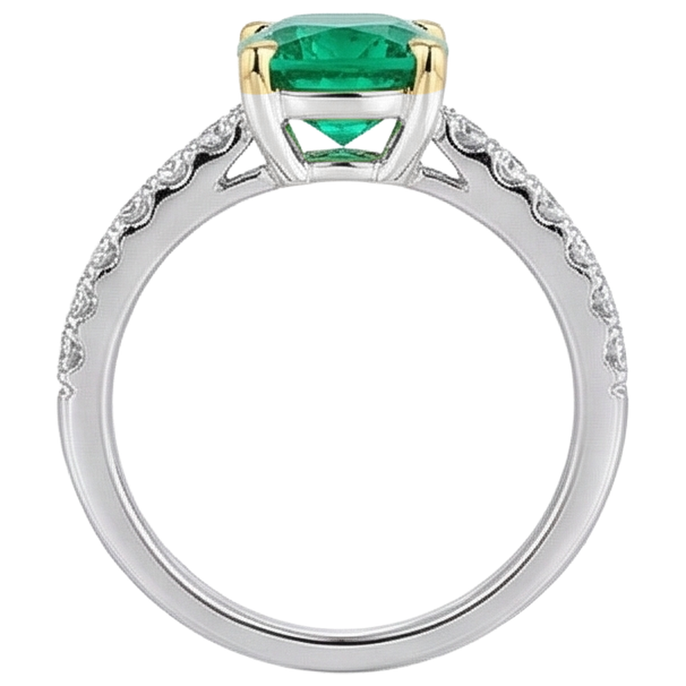 Elegante Smeraldo Fine Anello con Gemma 3 carati – vista dall'alto