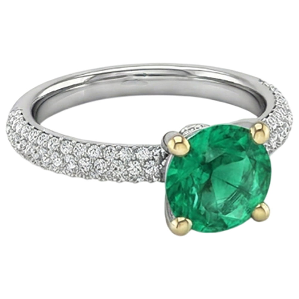Anello con Pietra Preziosa Oro Bicolore 14K con Smeraldo – vista dall'alto