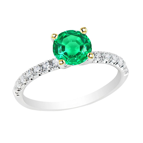 Anello con Gemma Oro Bicolore 14K con Smeraldo – vista principale