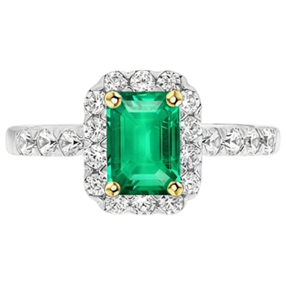 Anello con Gemma Oro Due Toni 14K con Smeraldo – vista dall'alto