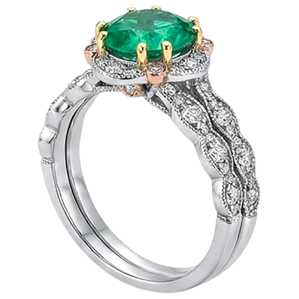 Smeraldo Fine Anello con Pietra Preziosa 2,50 carati 14K – vista angolare