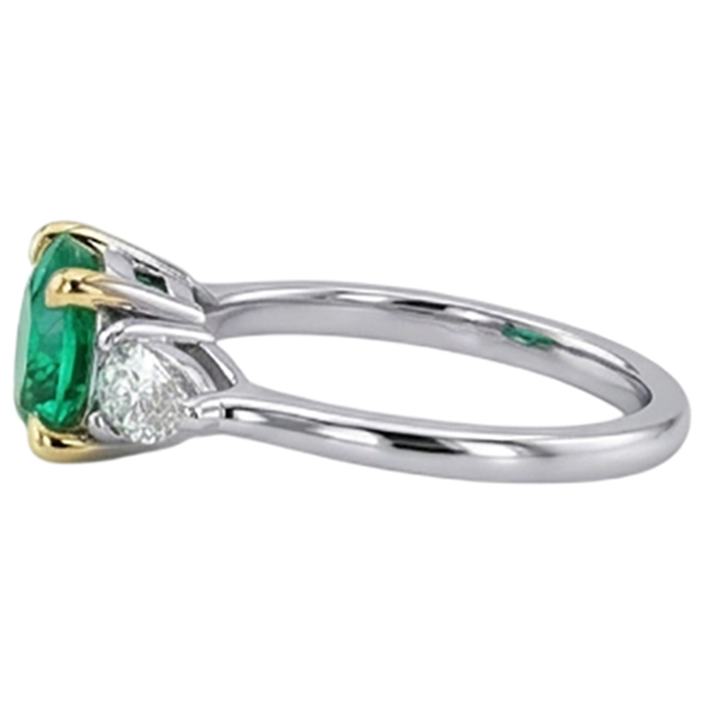 Smeraldo Fine Anello con Gemma 1,50-carati Oro Bicolore 14K – vista profilo