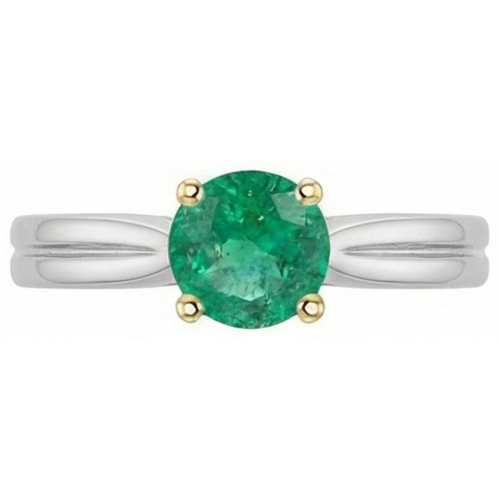 Smeraldo Colombiano Anello con Gemma 2-carati Oro Bicolore 14K – vista frontale