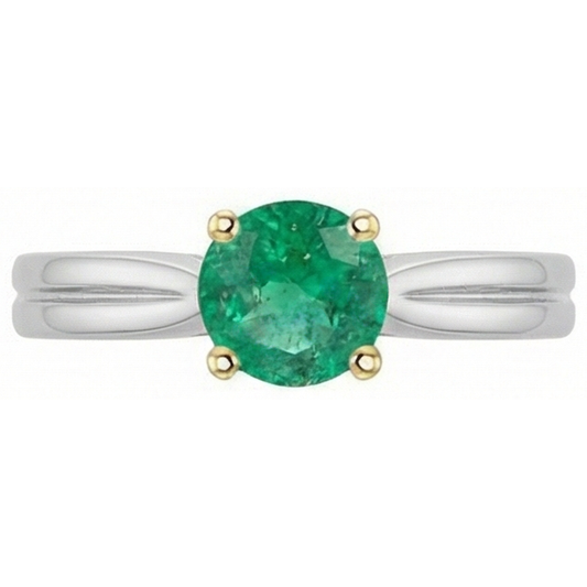 Smeraldo Colombiano Anello con Gemma 2-carati Oro Bicolore 14K – vista frontale