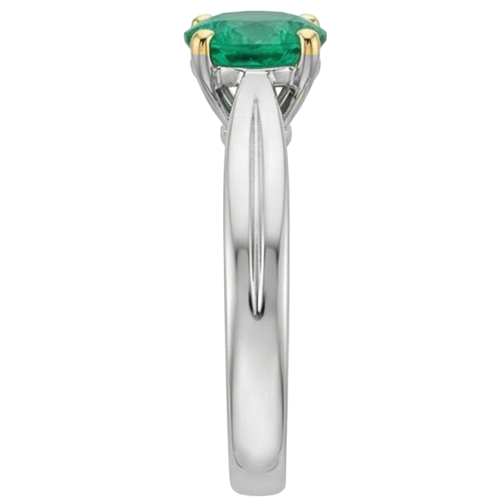 Anello con Gemma Oro Bicolore 14K con Smeraldo Colombiano – vista profilo