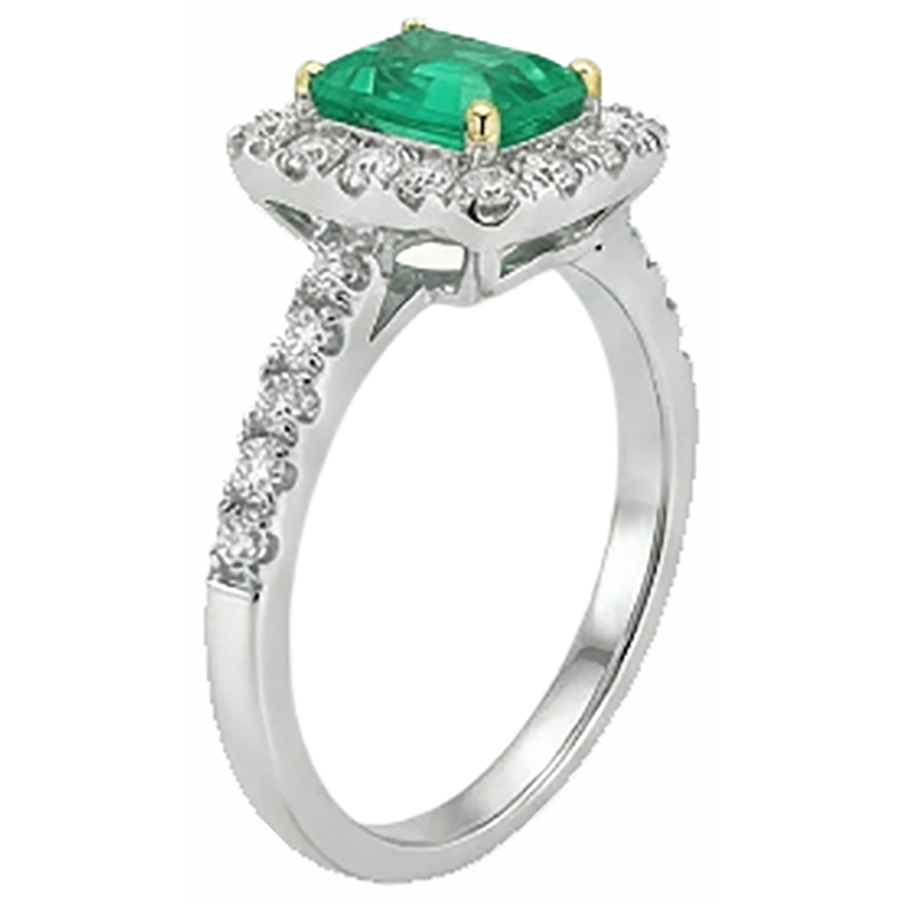 Anello con Gemma Oro 14 Carati Bicolore con Smeraldo – vista profilo