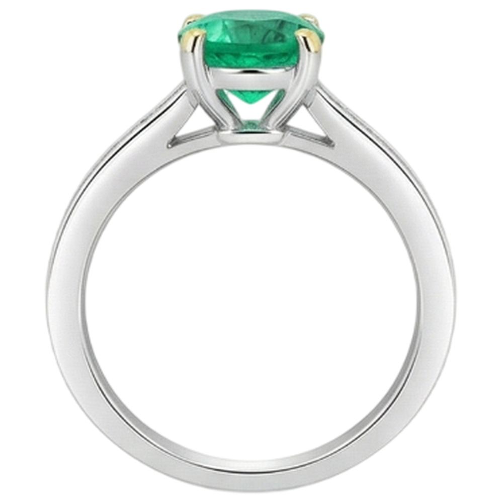 Smeraldo Fine Anello Pietra Colorata 2,50-carati Oro Due Toni 14K – vista posteriore