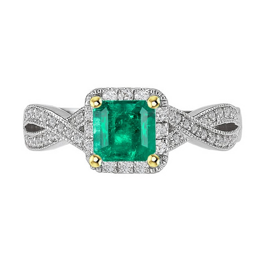 Anello con Gemma Oro Due Toni 14K con Smeraldo Fine – vista principale