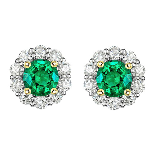 Smeraldo Fine Gemstone Earring 1,50-carati Oro Due Toni 14K – vista principale