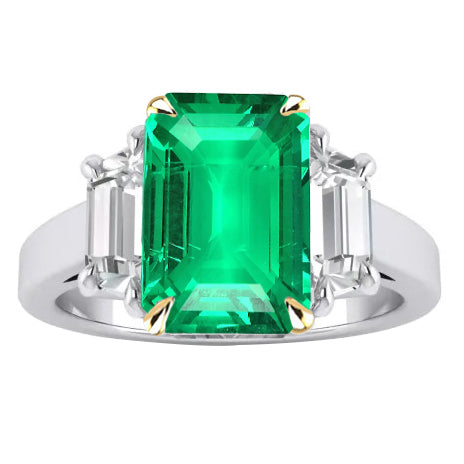 Smeraldo Colombiano Anello Pietra Colorata 4 carati Oro Due Toni 14K – vista principale