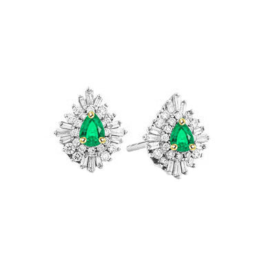 Smeraldo Goccia Gemstone Earring in Oro Due Toni 14K – vista principale