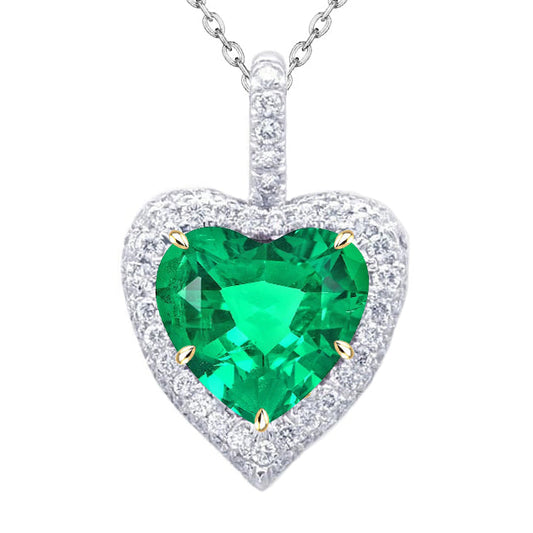 Taglio Cuore Smeraldo Fine anello in Oro Bicolore 14K – vista principale