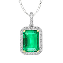 Pendente Pietra Preziosa Oro Due Toni 14K – Smeraldo Colombiano