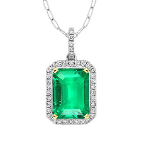 Pendente Pietra Preziosa Oro Due Toni 14K con Smeraldo Colombiano – vista principale