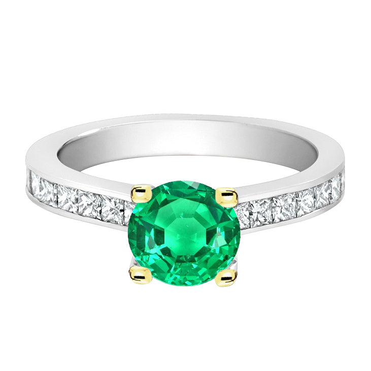 Anello Pietra Colorata Oro Due Toni 14K con Smeraldo Fine – vista principale