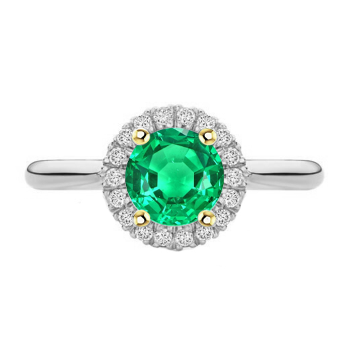 Anello con Pietra Preziosa Oro Bicolore 14K con Smeraldo Fine – vista principale