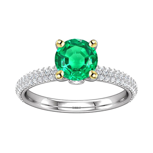 Smeraldo Anello con Pietra Preziosa 1-carati Oro Bicolore 14K – vista principale