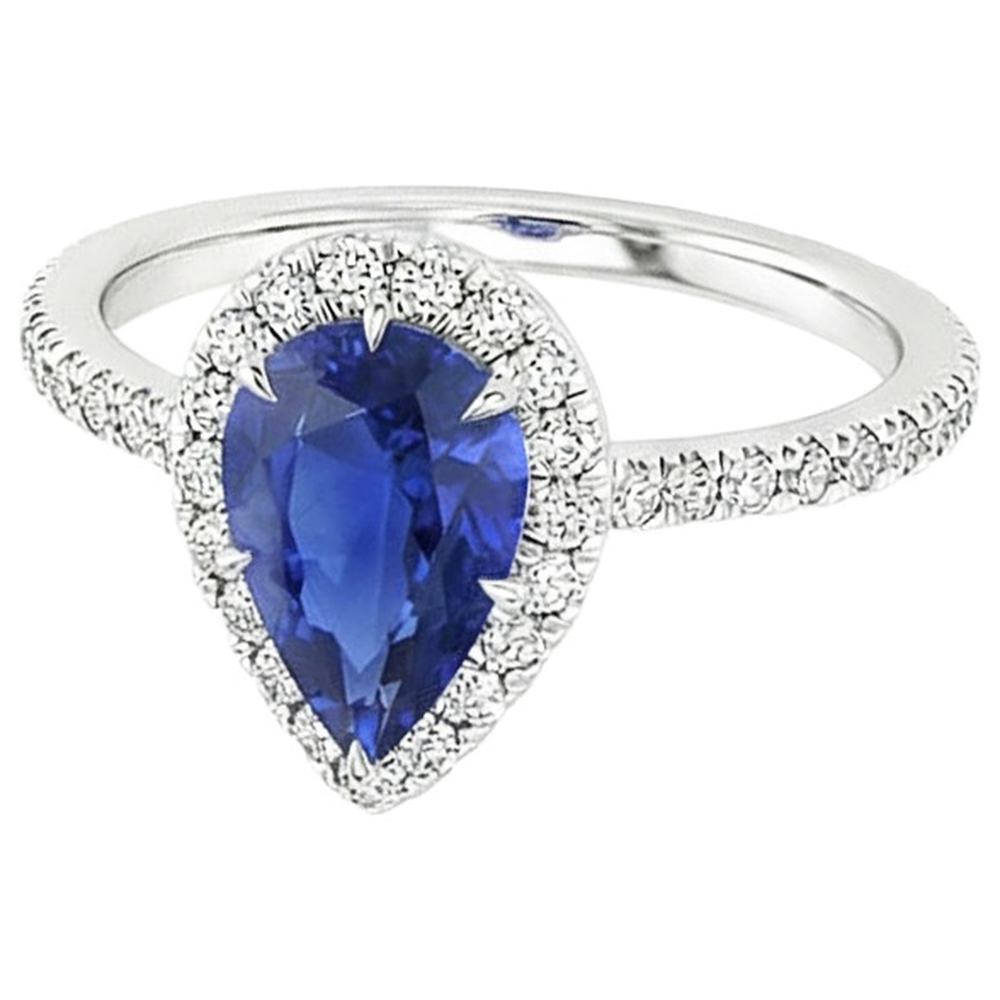 vero pear diamante 3.50carati anello vista dall'alto