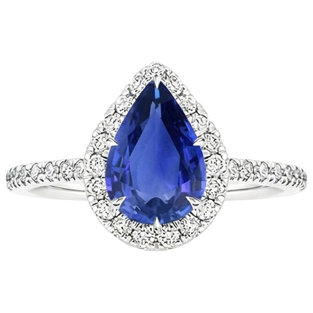 vero pear diamante 3.50carati anello vista di profilo