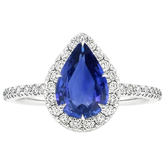 vero pear diamante 3.50carati anello vista di profilo
