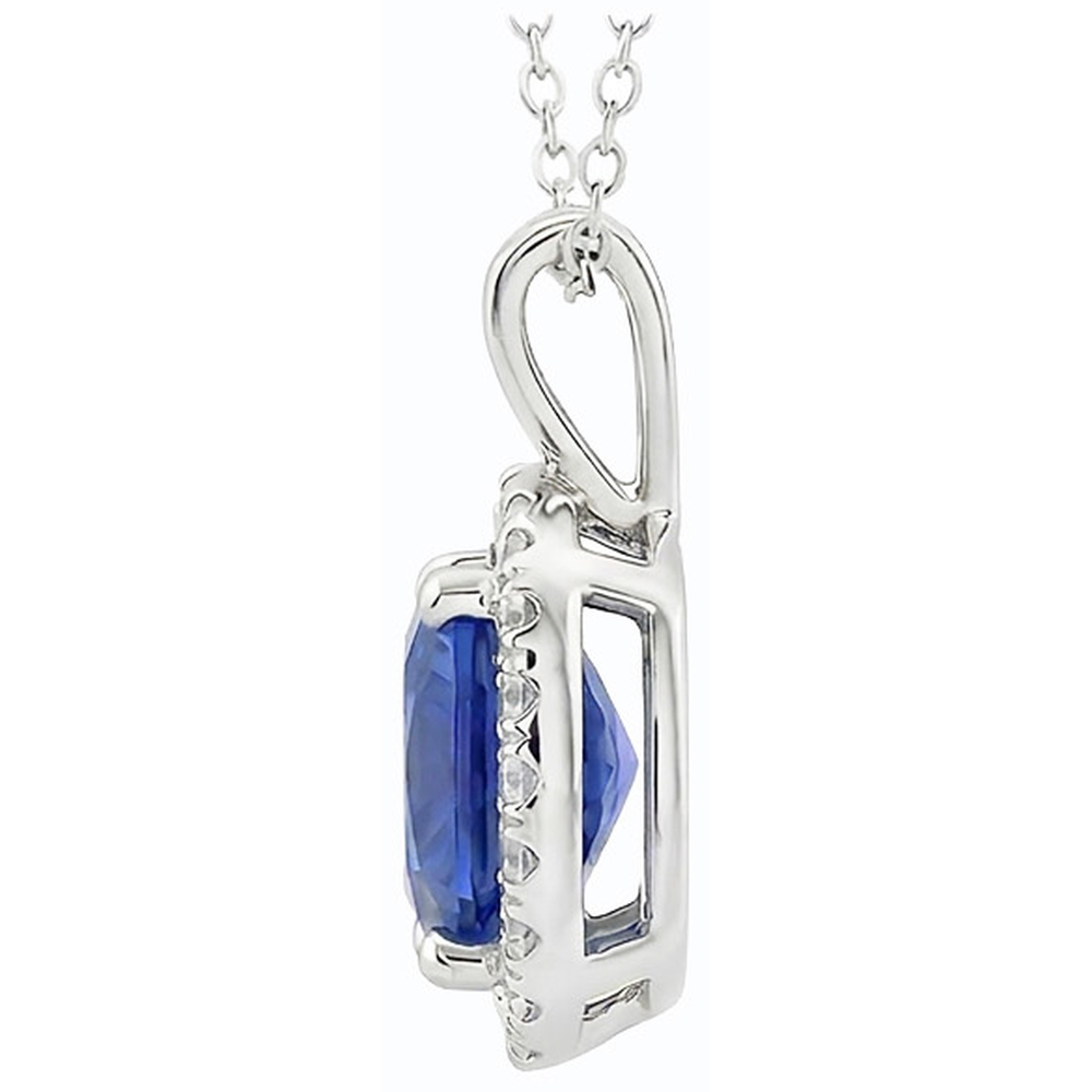 Halo Cushion Blue Sapphire & Diamond Pendant Jewelry 10,75 carati