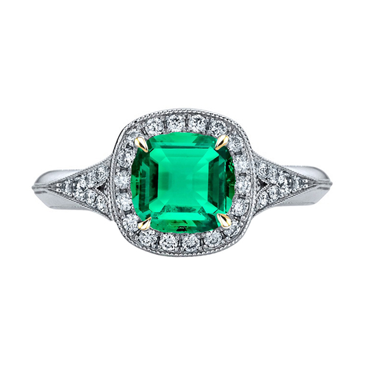 Anello con Gemma Oro Bicolore 14K con Smeraldo – vista principale