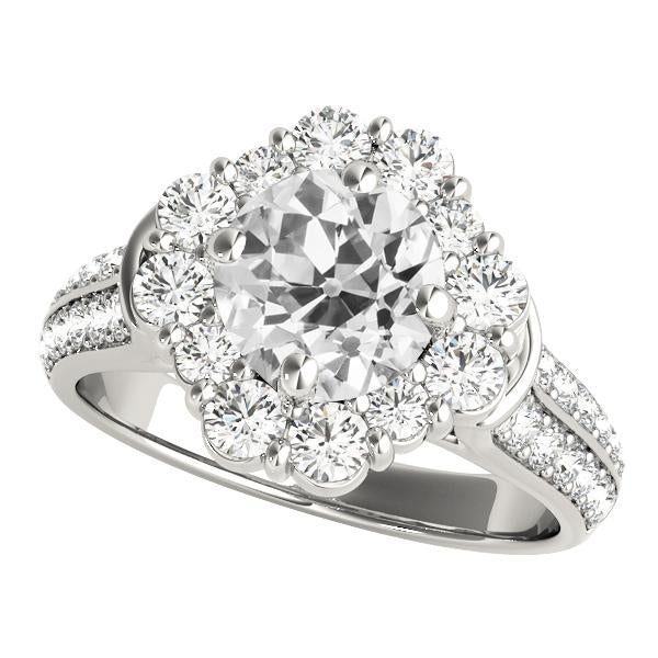 Halo Diamante Jewelry Flower Style Gold Il giro vecchio taglio Ring 2.50 carati