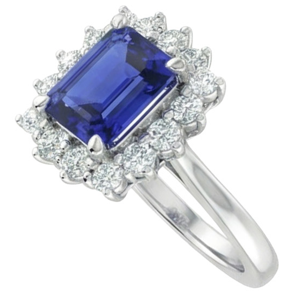 Halo Diamond Emerald Ceylon Zaffiro Anello di fidanzamento 8.20 carati