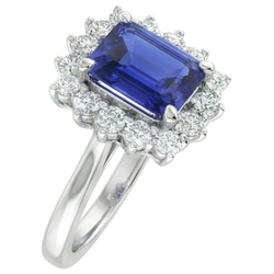Halo Diamond Emerald Ceylon Zaffiro Anello di fidanzamento 8.20 carati