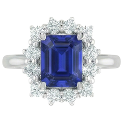 Halo Diamond Emerald Ceylon Zaffiro Anello di fidanzamento 8.20 carati