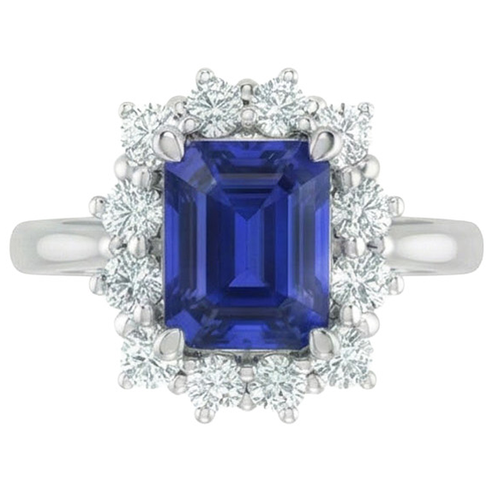 Halo Diamond Emerald Ceylon Zaffiro Anello di fidanzamento 8.20 carati