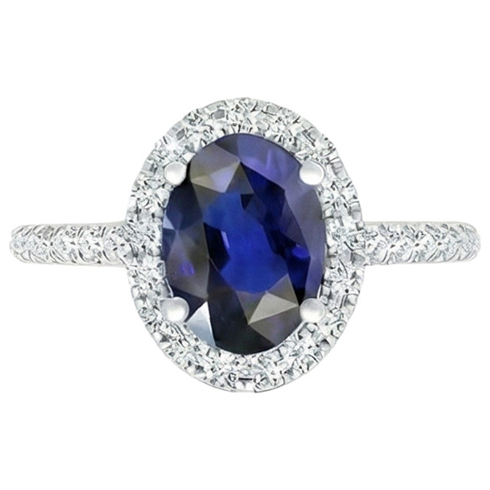 vero oval diamante 6carati anello vista frontale