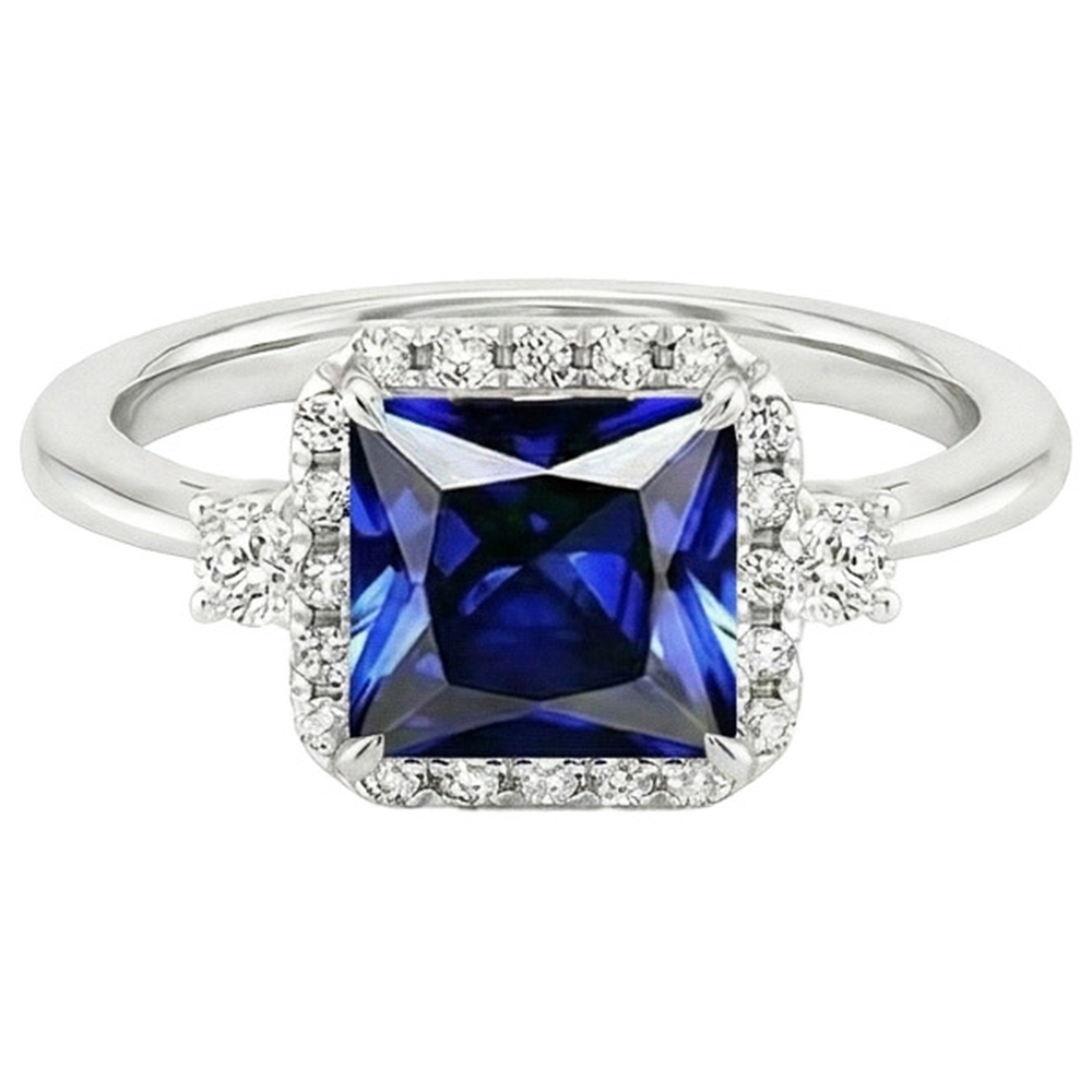 vero princess zaffiro 6carati anello su bianco