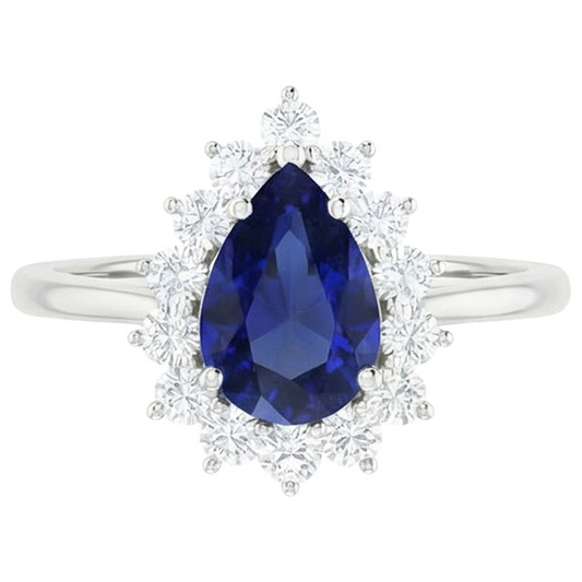 vero pear zaffiro 2.25carati anello angolo laterale