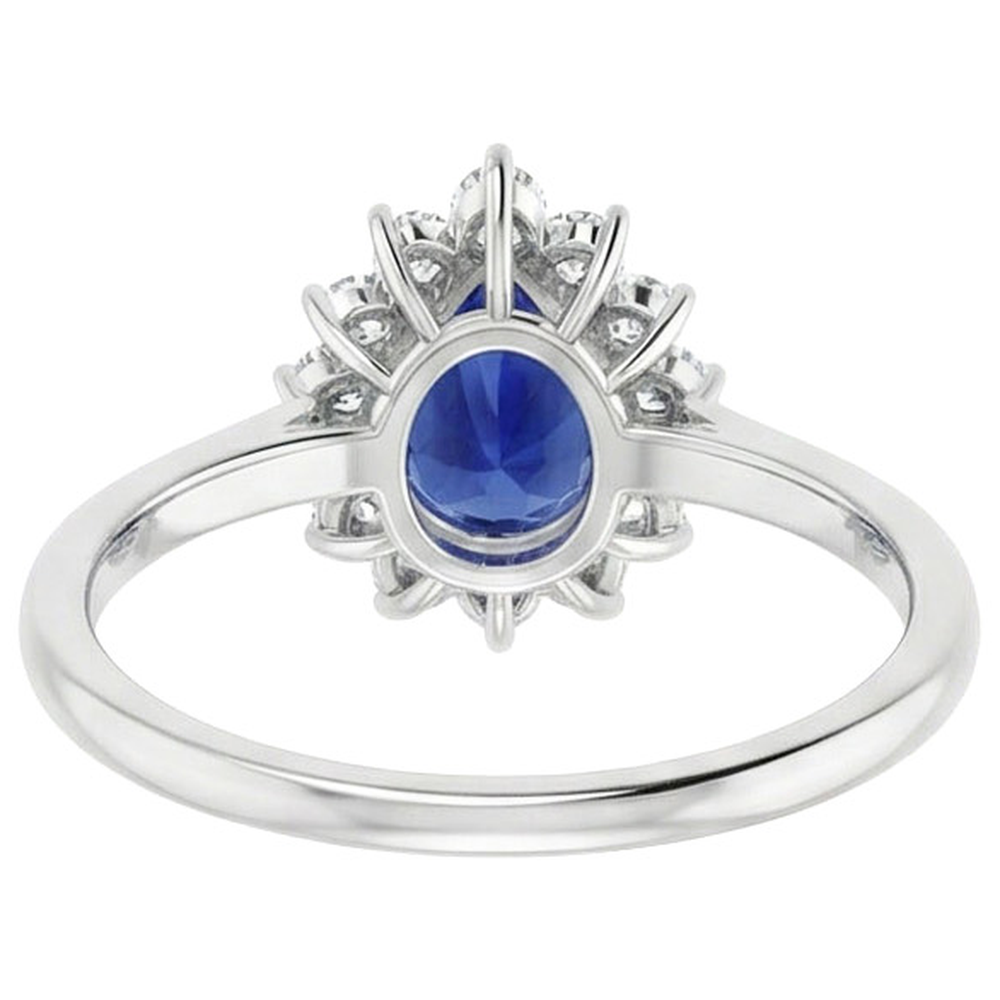 vero pear zaffiro 2.25carati anello con accenti diamanti