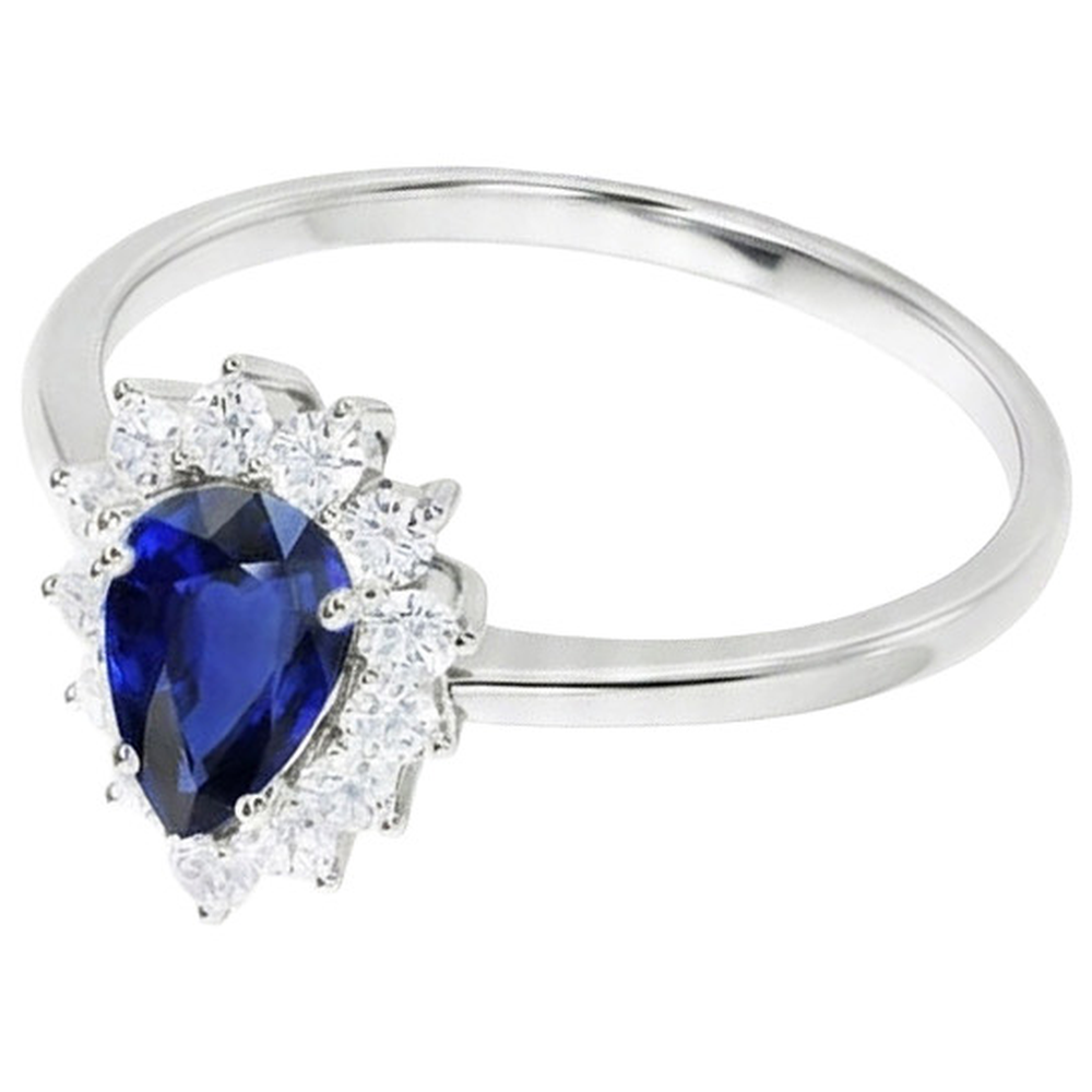 vero pear zaffiro 2.25carati anello dettaglio fascia