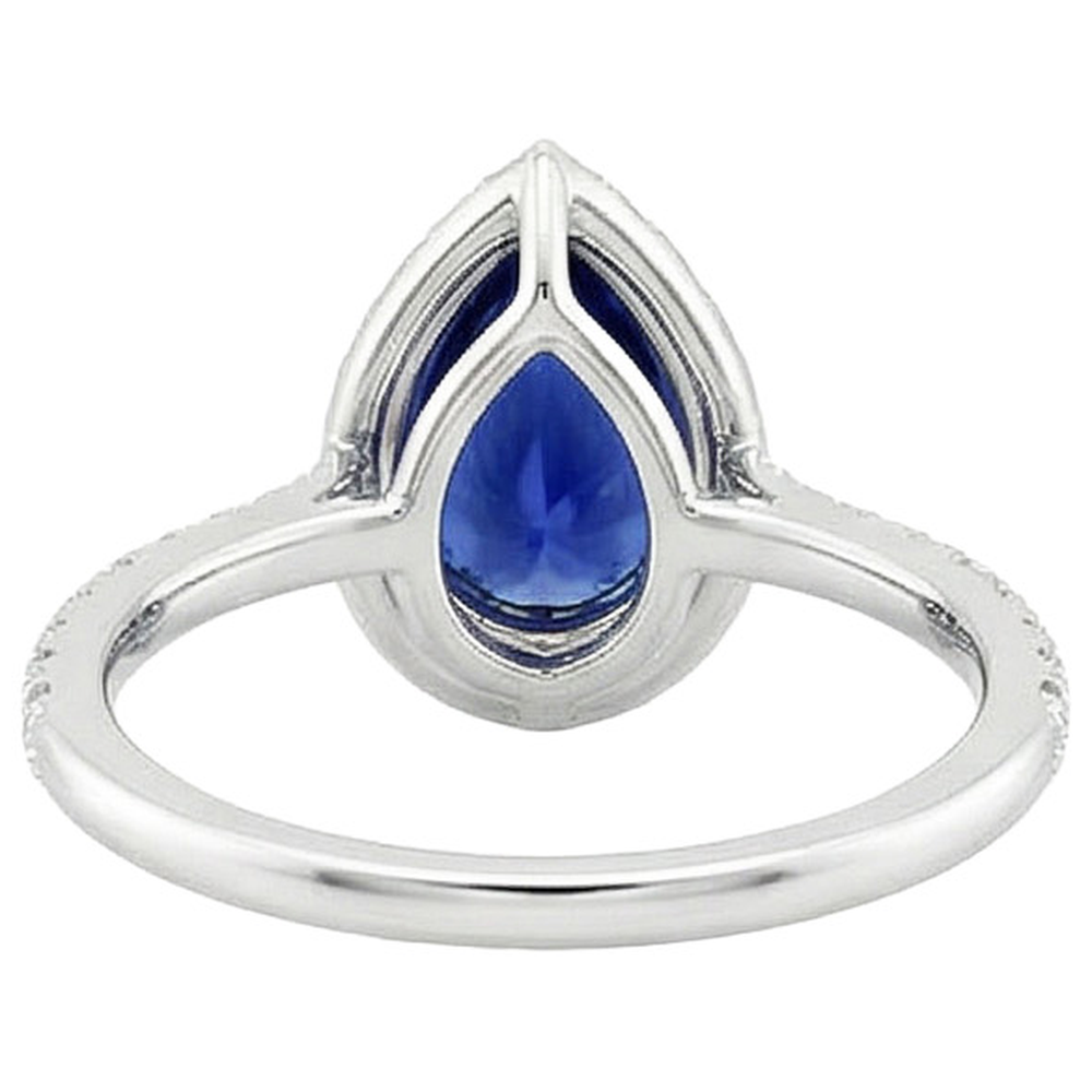 Halo Diamond Ring Stile Teardrop Zaffiro Blu Con Accenti 5.50 Carati