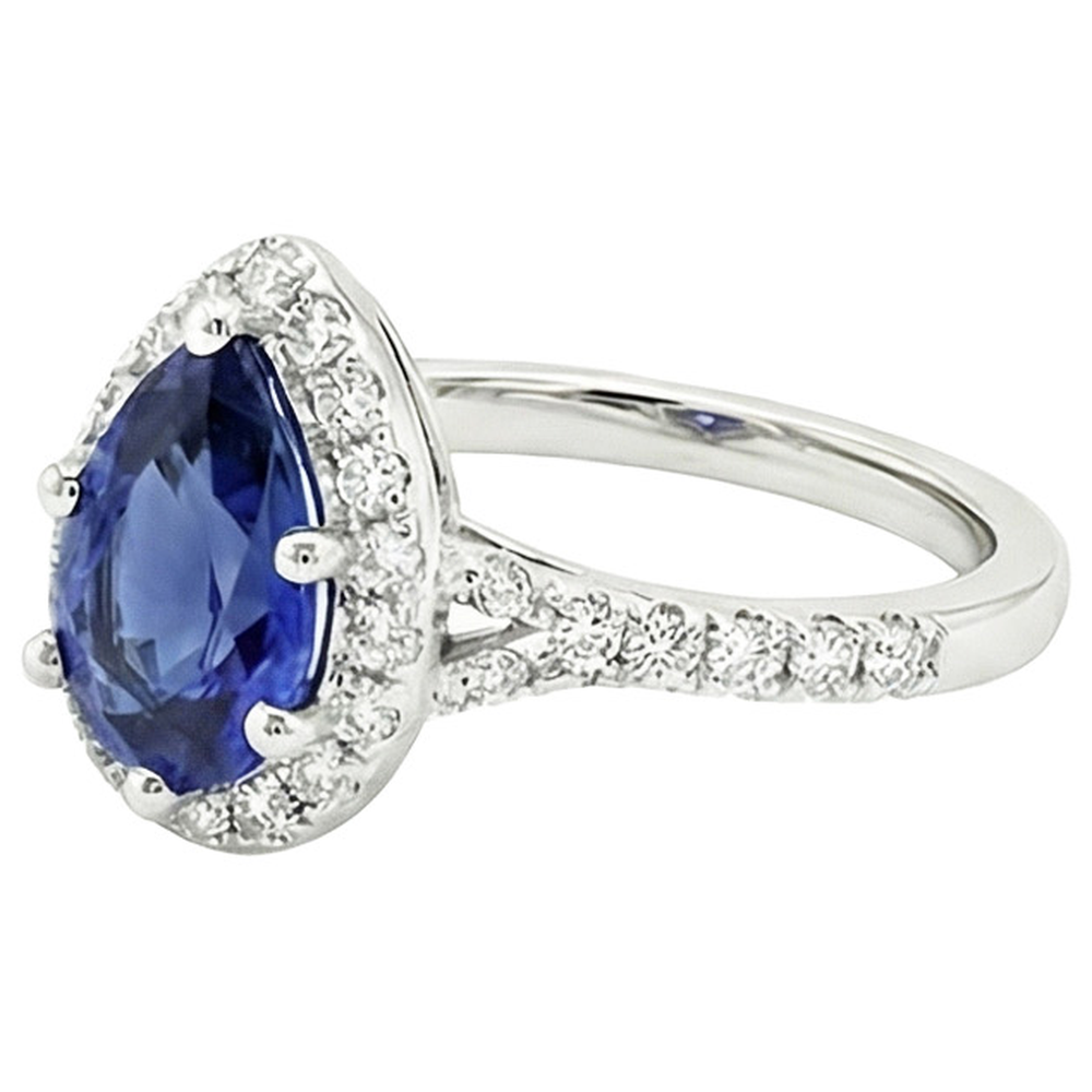 vero pear diamante 5.25carati anello vista di profilo