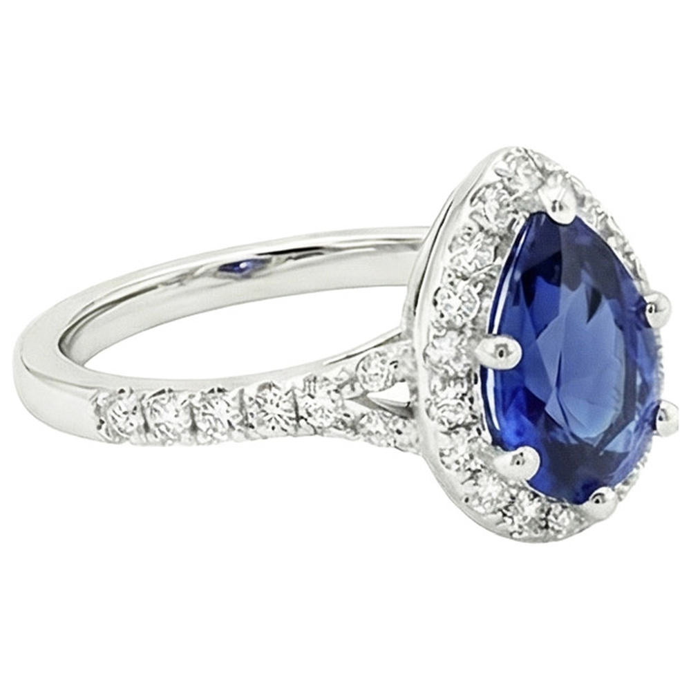 vero pear diamante 5.25carati anello su bianco