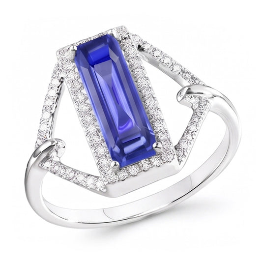 Halo Emerald Sapphire Ring 4.50 carati Gioielli con diamanti a gambo diviso