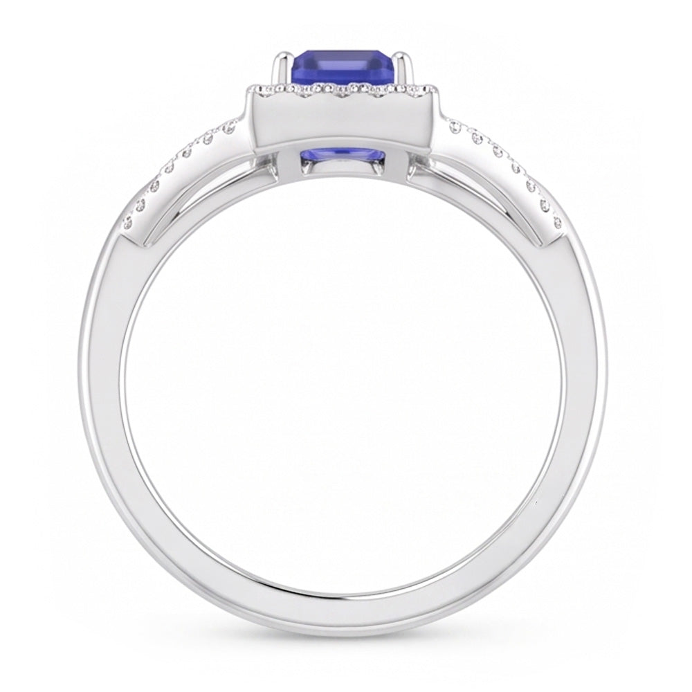 Halo Emerald Sapphire Ring 4.50 carati Gioielli con diamanti a gambo diviso