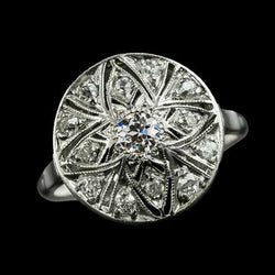 Halo Fede Nuziale Vecchio Taglio Vero Diamanti Rotondi Stile Fiore 2.50 Carati