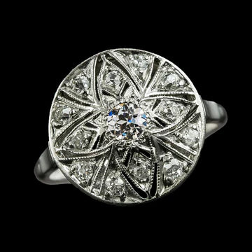 Halo Fede Nuziale Vecchio Taglio Vero Diamanti Rotondi Stile Fiore 2.50 Carati
