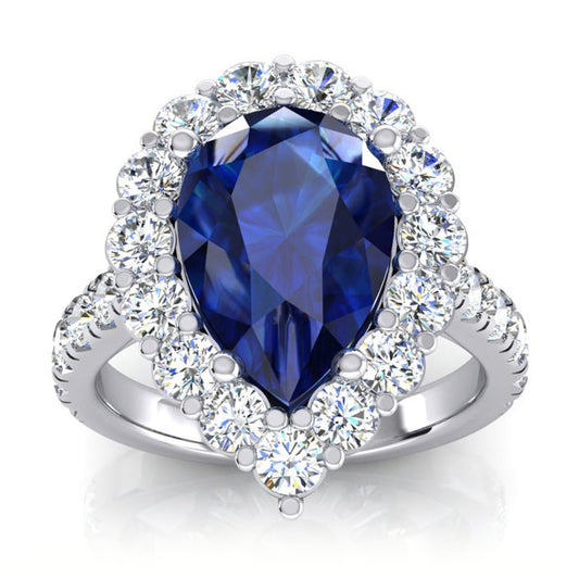 vero pear diamante 8carati anello vista frontale
