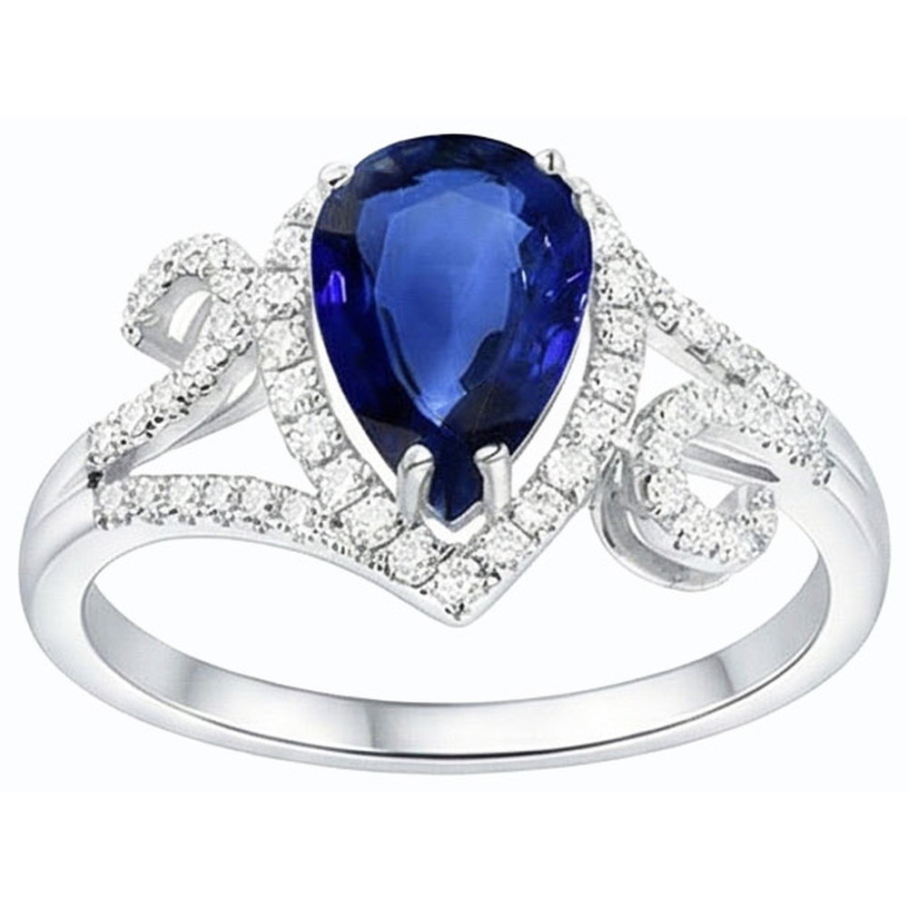 Halo Gemstone Blue Sapphire Ring & Diamonds 3.50 Carati Gioielli da donna