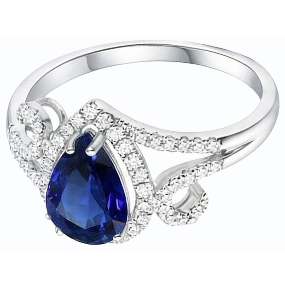 Halo Gemstone Blue Sapphire Ring & Diamonds 3.50 Carati Gioielli da donna