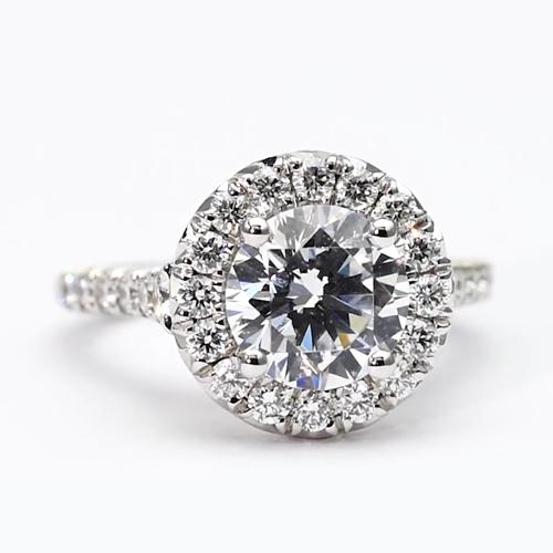 Halo Genuino Diamond Ring 2.50 Carati Taglio Rotondo Da Donna In Oro Bianco 14K Gioielli