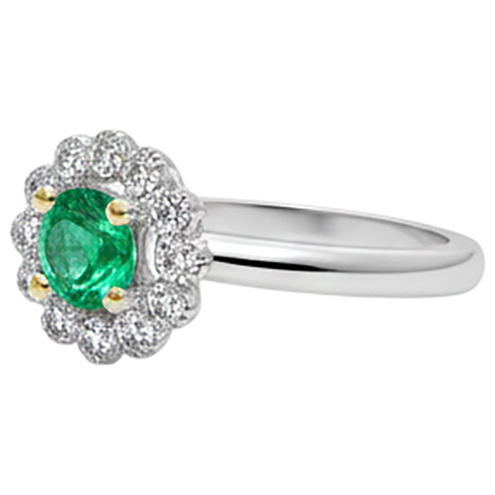 Smeraldo Colombiano Anello Pietra Colorata 2-carati Oro Due Toni 14K – vista angolare