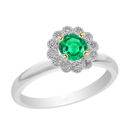 Smeraldo Colombiano Anello Pietra Colorata 2-carati Oro Due Toni 14K – vista principale