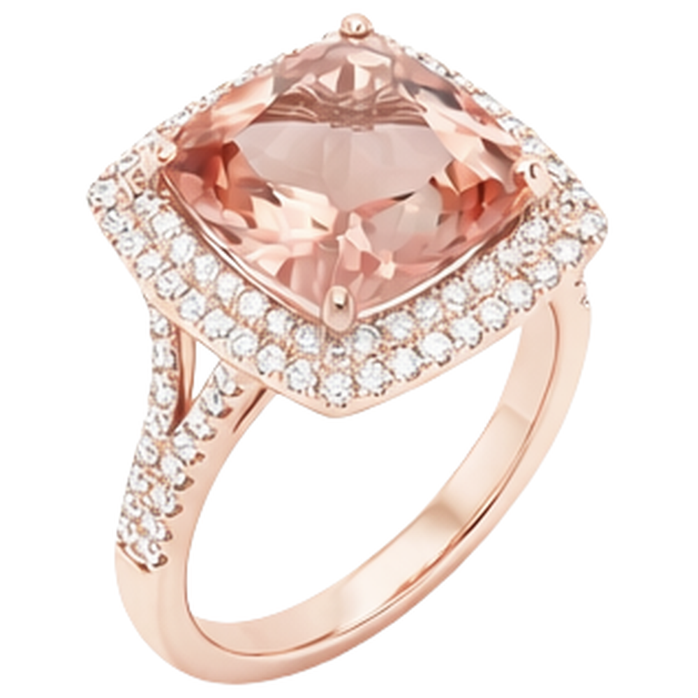 vero round morganite 12.75carati anello dettaglio ravvicinato